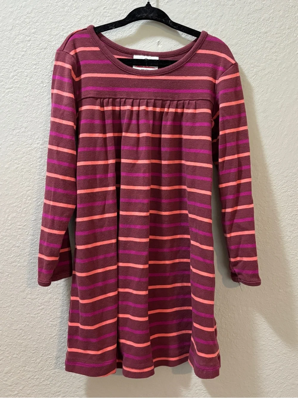 Hanna Andersson Girls Brown Pink Striped Long Sleeve Twirl Dress Size 5 (110 cm)